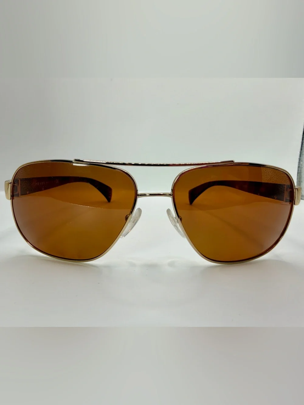 Prada SPR 52P ZVN-1X1 Sunglasses 61mm Pale Gold Havana Brown Aviator Italy